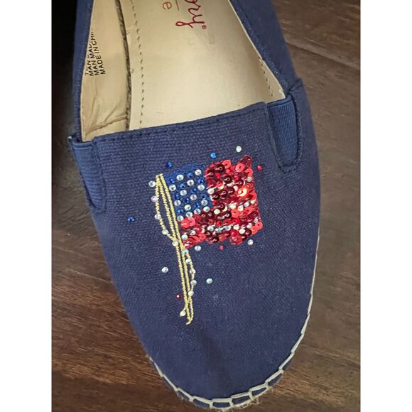 Quacker Factory Sequin Flag Espadrilles Womens 4th of July Shoes Navy Size 7.5 - Picture 2 of 4